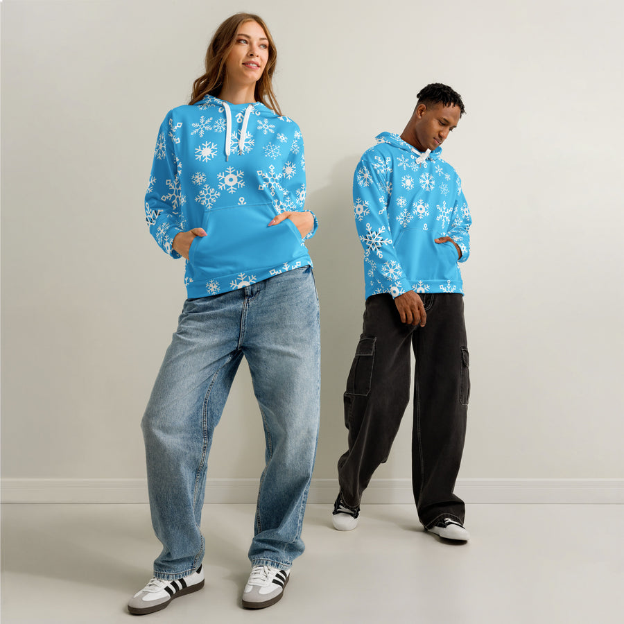 Blue snowflakes cotton hoodie