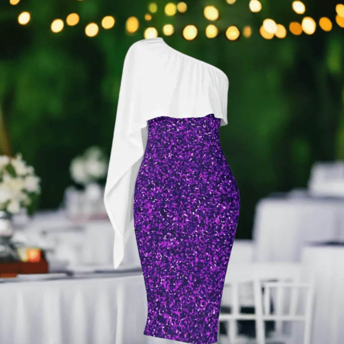 Asymmetric Purple and White Dress - Elegant Gamer Event Gift - Iron Phoenix GHG