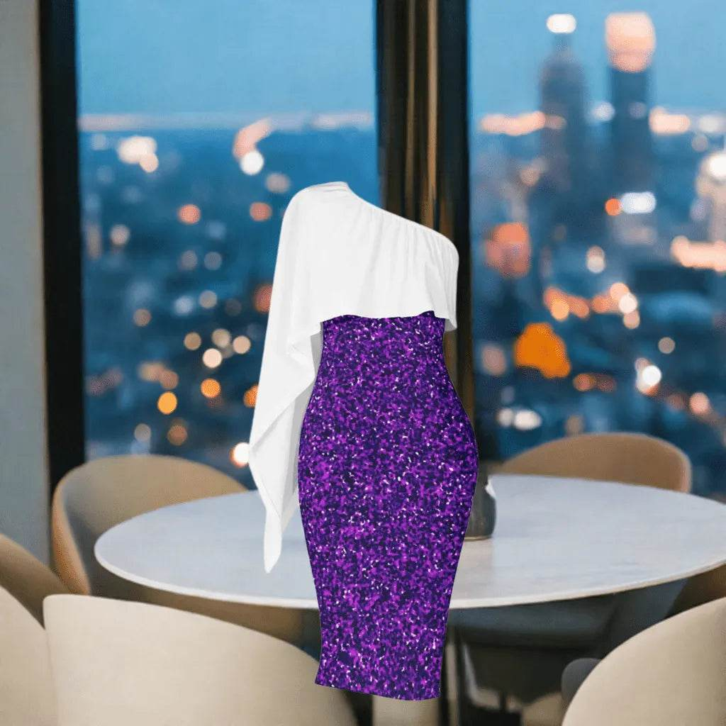 Asymmetric Purple and White Dress - Elegant Gamer Event Gift - Iron Phoenix GHG