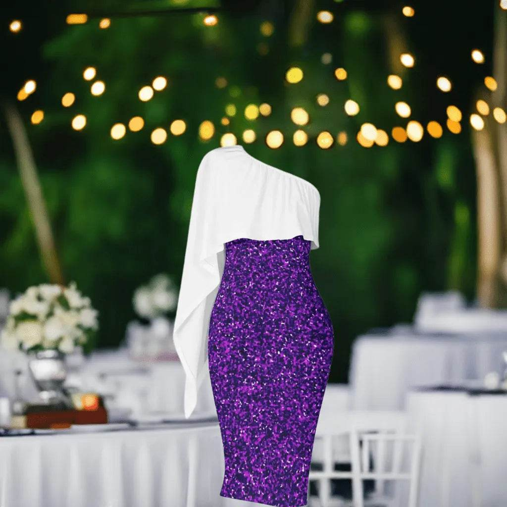 Asymmetric Purple and White Dress - Elegant Gamer Event Gift - Iron Phoenix GHG