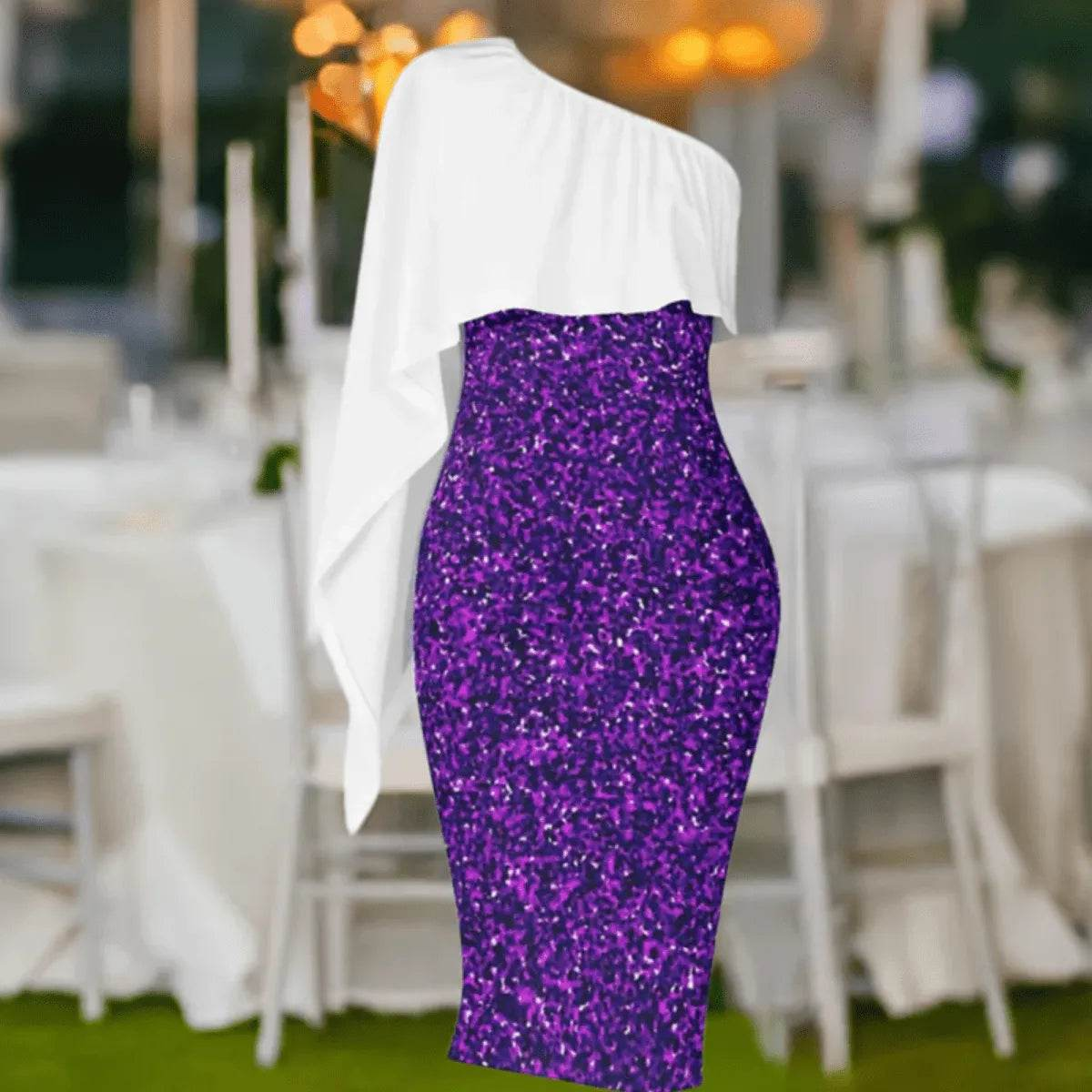 Asymmetric Purple and White Dress - Elegant Gamer Event Gift - Iron Phoenix GHG