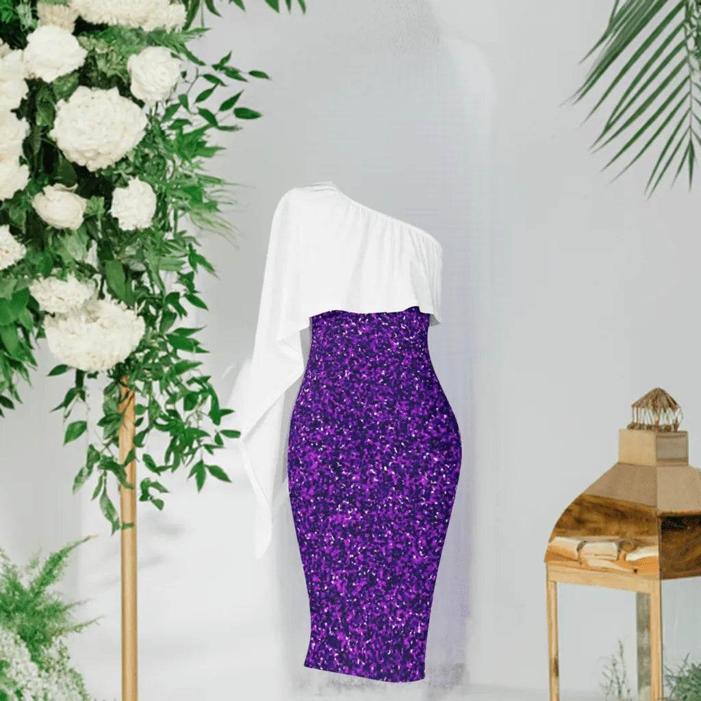 Asymmetric Purple and White Dress - Elegant Gamer Event Gift - Iron Phoenix GHG