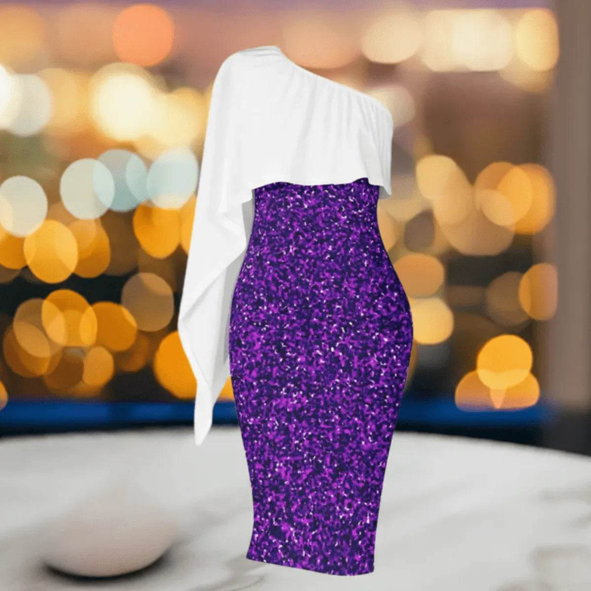 Asymmetric Purple and White Dress - Elegant Gamer Event Gift - Iron Phoenix GHG