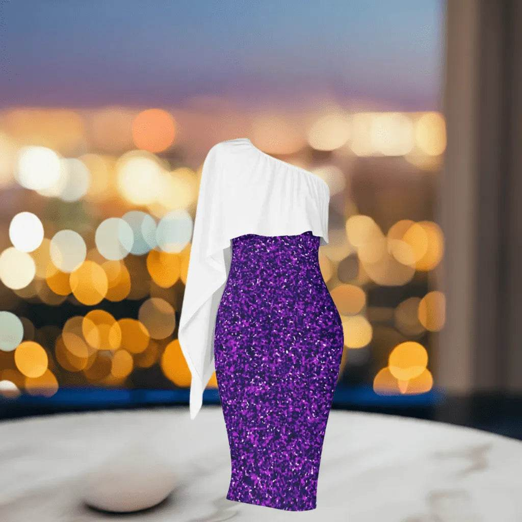 Asymmetric Purple and White Dress - Elegant Gamer Event Gift - Iron Phoenix GHG
