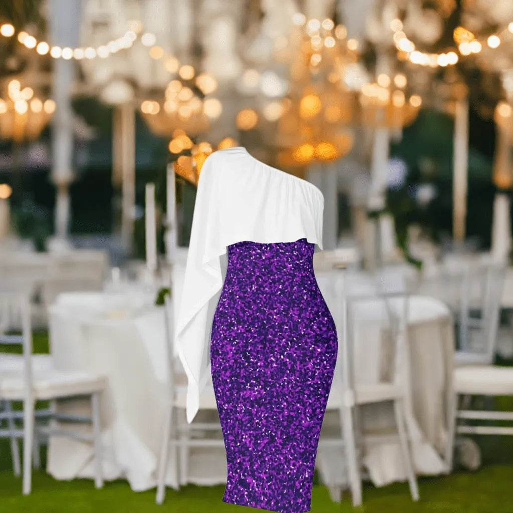 Asymmetric Purple and White Dress - Elegant Gamer Event Gift - Iron Phoenix GHG