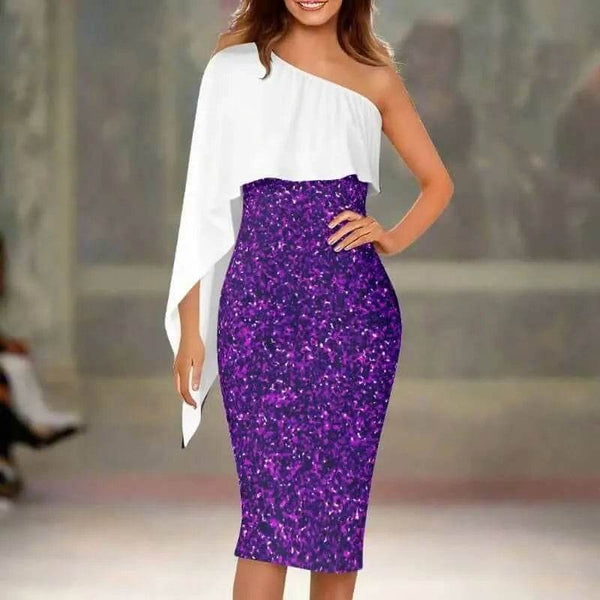 Asymmetric Purple and White Dress - Elegant Gamer Event Gift - Iron Phoenix GHG