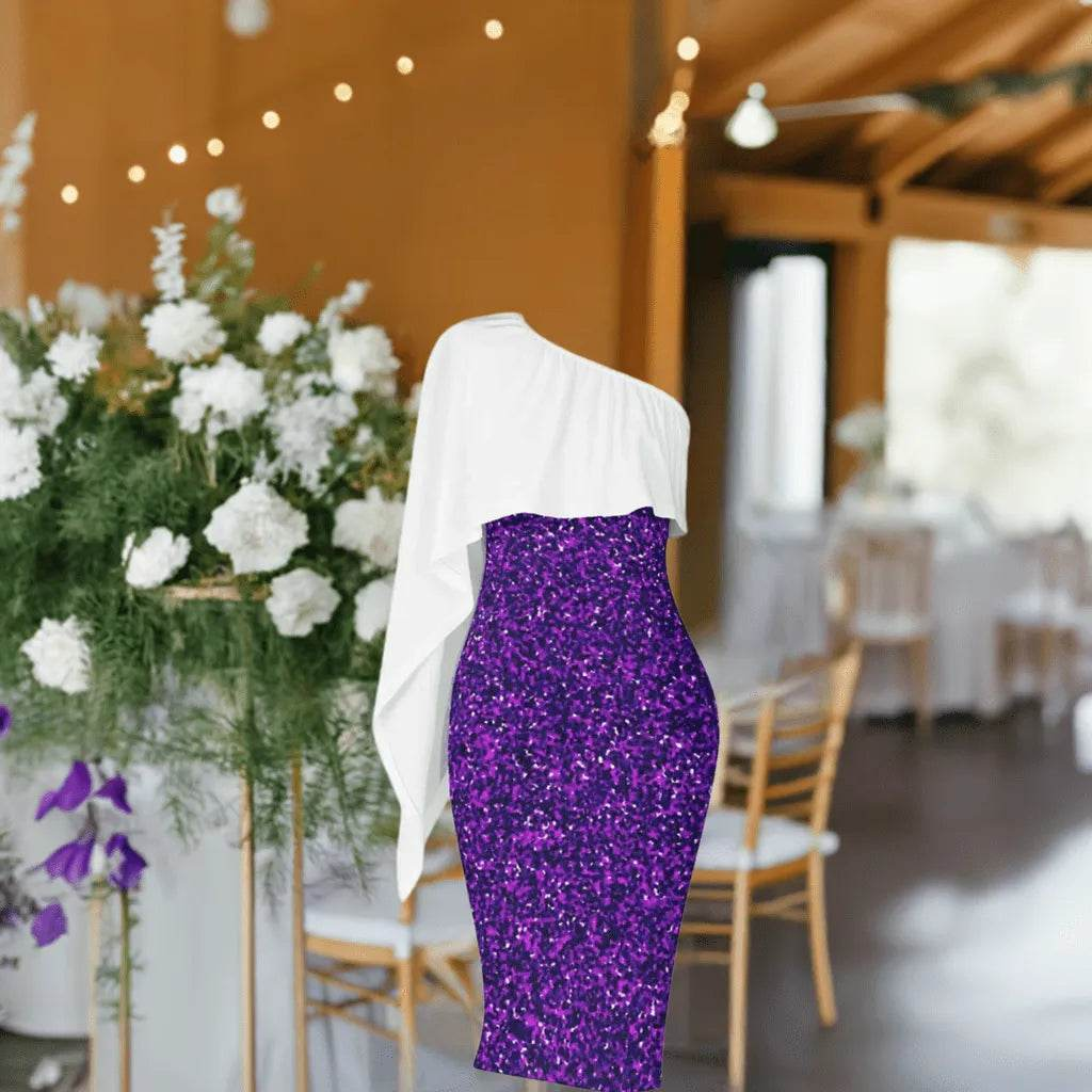 Asymmetric Purple and White Dress - Elegant Gamer Event Gift - Iron Phoenix GHG