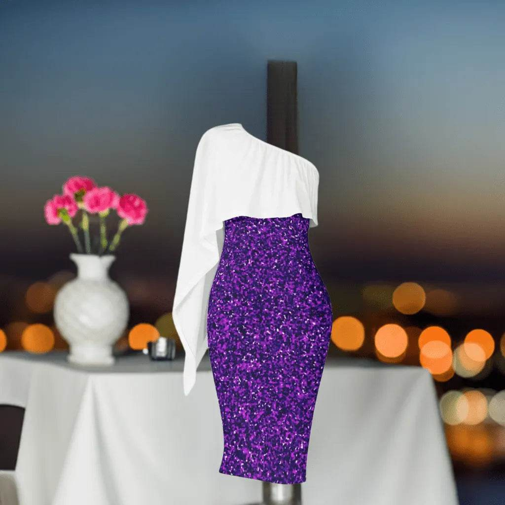 Asymmetric Purple and White Dress - Elegant Gamer Event Gift - Iron Phoenix GHG