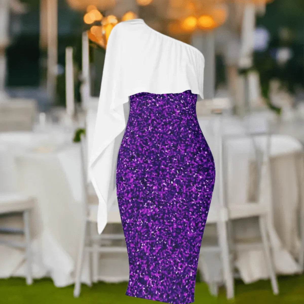 Asymmetric Purple and White Dress - Elegant Gamer Event Gift - Iron Phoenix GHG