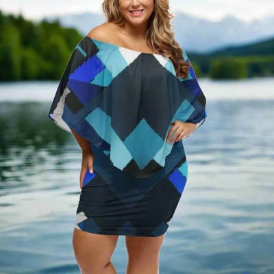 "Azure Mosaic" | Blue Wrap Dress | Iron Phoenix GHG - Iron Phoenix GHG
