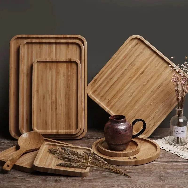Bamboo Wooden Rectangular Serving Tray - Eco Gamer Decor Gear - Iron Phoenix GHG