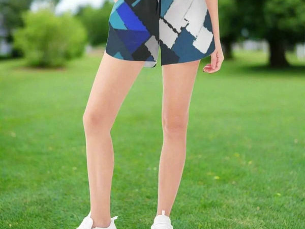 "Blue Matrix" Geometric Athletic Shorts| Iron Phoenix GHG - Iron Phoenix GHG