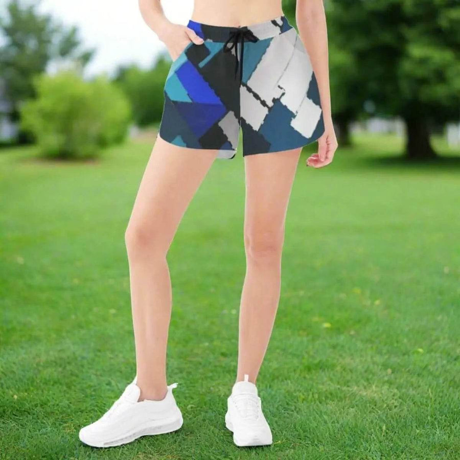 "Blue Matrix" Geometric Athletic Shorts| Iron Phoenix GHG - Iron Phoenix GHG