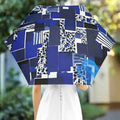 "Blue Matrix" Geometric Print Umbrella | Iron Phoenix GHG - Image 1