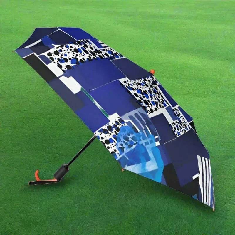 "Blue Matrix" Geometric Print Umbrella | Iron Phoenix GHG - Iron Phoenix GHG