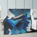 Blue Geometric Blanket | Modern Abstract Fleece Throw - Image 2