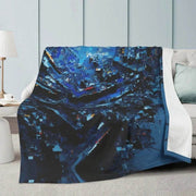 Digital Glitch Blanket | Blue Cyberpunk Gamer Throw - Iron Phoenix GHG