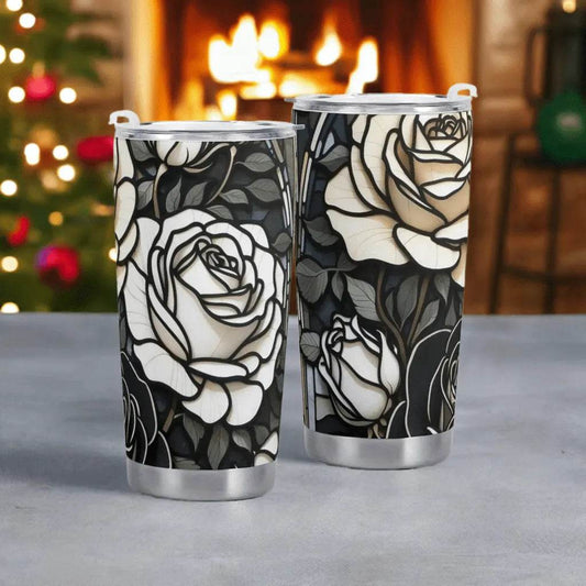 Botanical Elegance Tumbler - 600ML Floral Mug - Iron Phoenix GHG