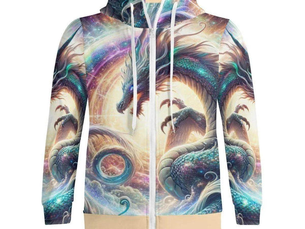 Cosmic Dragon Zip Hoodie | Fantasy Gamer Sweatshirt - Iron Phoenix GHG