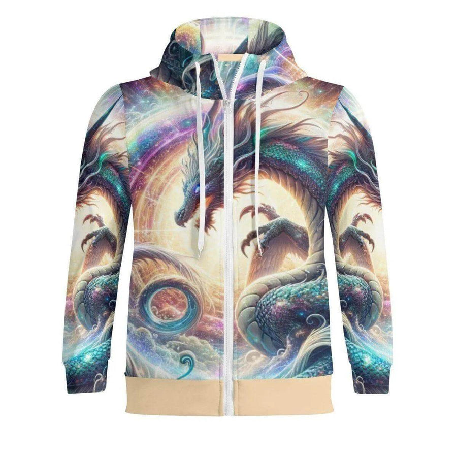 Cosmic Dragon Zip Hoodie | Fantasy Gamer Sweatshirt - Iron Phoenix GHG