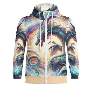 Cosmic Dragon Zip Hoodie | Fantasy Gamer Sweatshirt - Iron Phoenix GHG