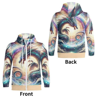 Cosmic Dragon Zip Hoodie | Fantasy Gamer Sweatshirt - Iron Phoenix GHG