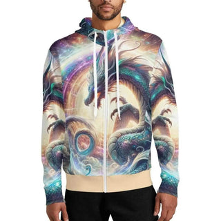 Cosmic Dragon Zip Hoodie | Fantasy Gamer Sweatshirt - Iron Phoenix GHG