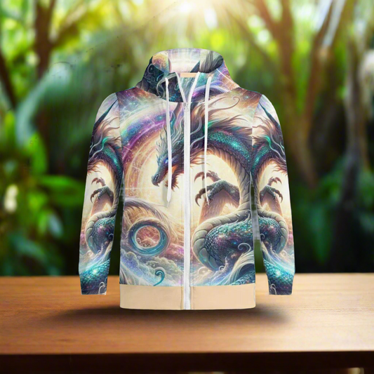 Cosmic Dragon Zip Hoodie | Fantasy Gamer Sweatshirt - Iron Phoenix GHG