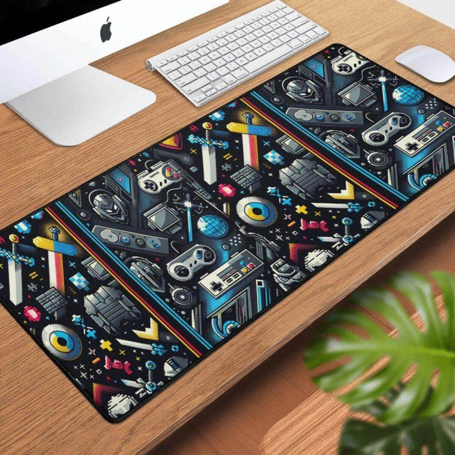Pixel Gamer Desk Mat | Retro Gaming Armory Mouse Pad - Iron Phoenix GHG