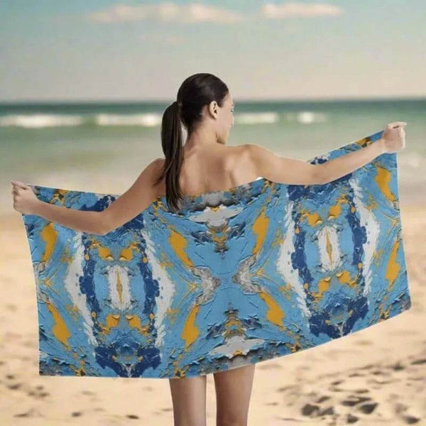 Colorful Bath Towel, Abstract Art, Eco-Friendly Fun - Iron Phoenix GHG