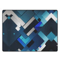 Blue Geometric Area Rug | Futuristic Gaming and Yoga Mat - Image 2