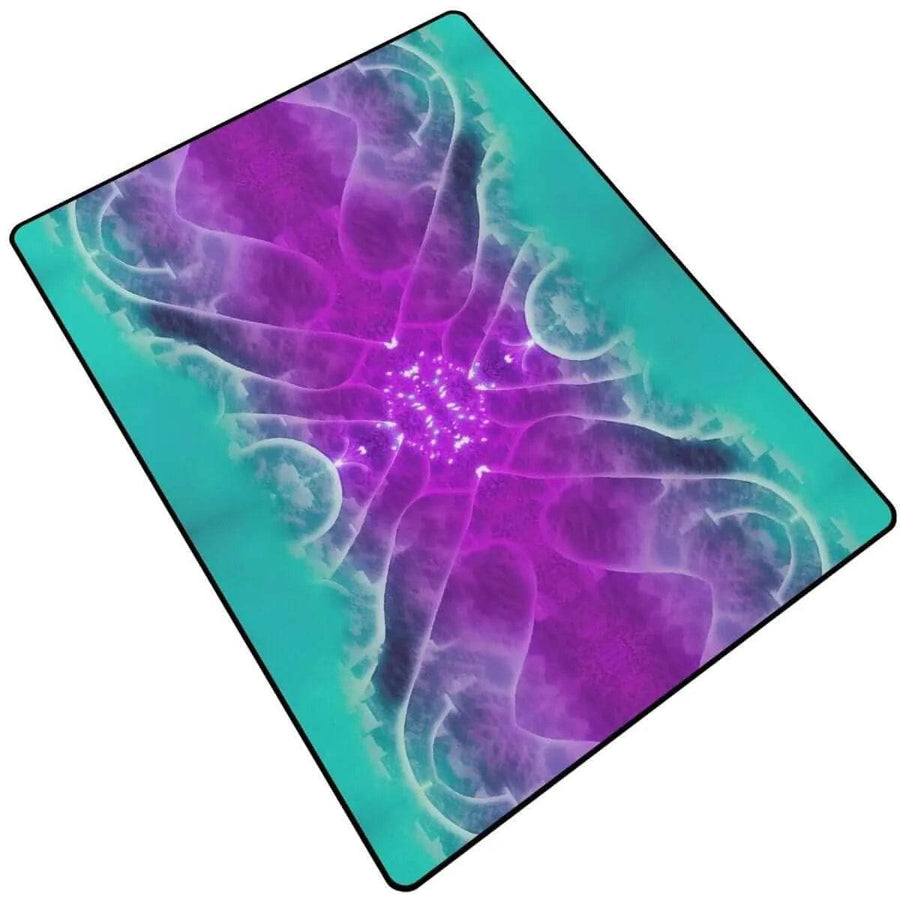 Galactic Radiance | Abstract Teal and Purple Rug - Iron Phoenix GHG