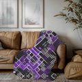 Cozy Gaming Blanket | Purple Geometric Fleece Throw - Image 6