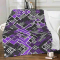 Cozy Gaming Blanket | Purple Geometric Fleece Throw - Image 3