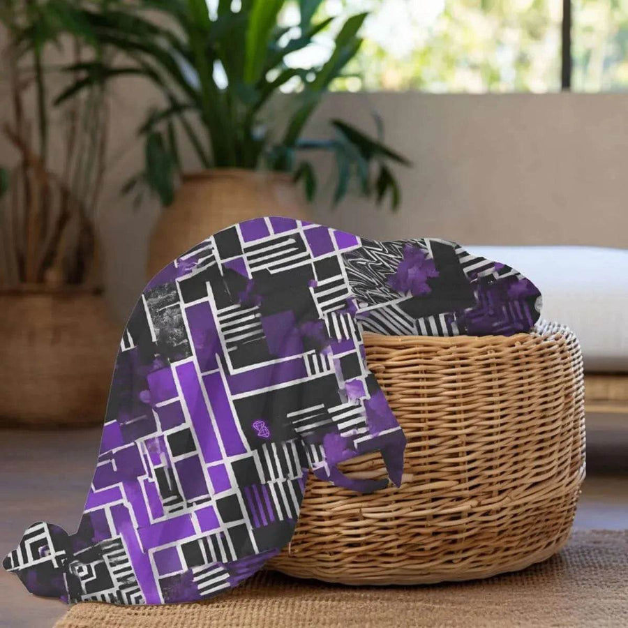 Cozy Gaming Blanket | Purple Geometric Fleece Throw - Iron Phoenix GHG