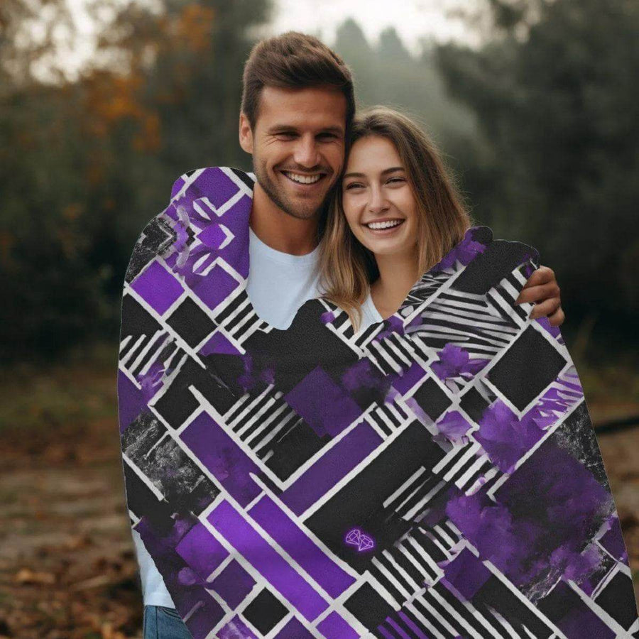 Cozy Gaming Blanket | Purple Geometric Fleece Throw - Iron Phoenix GHG