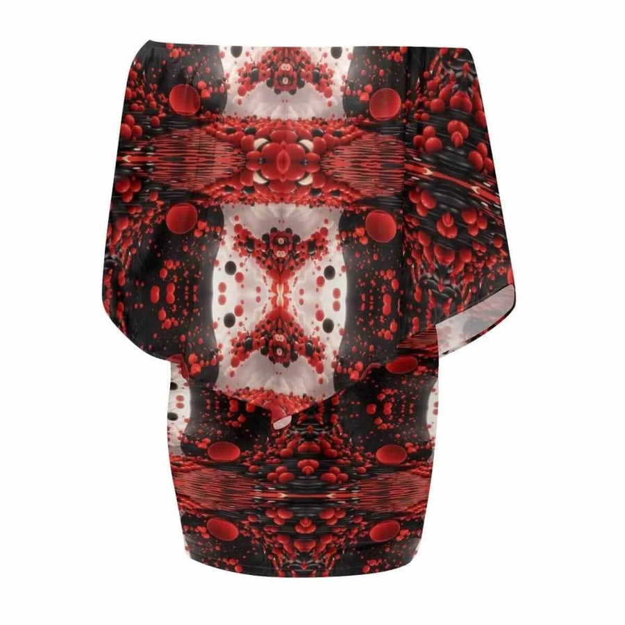 "Crimson Splatter" Off-the-Shoulder Dress| Iron Phoenix GHG - Iron Phoenix GHG