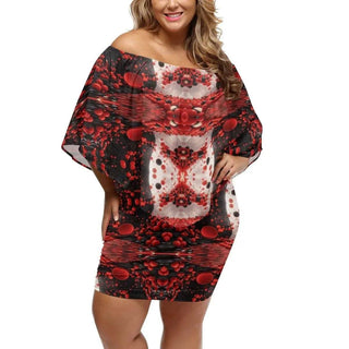 "Crimson Splatter" Off-the-Shoulder Dress| Iron Phoenix GHG - Iron Phoenix GHG