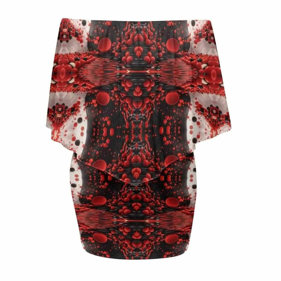 "Crimson Splatter" Off-the-Shoulder Dress| Iron Phoenix GHG - Iron Phoenix GHG