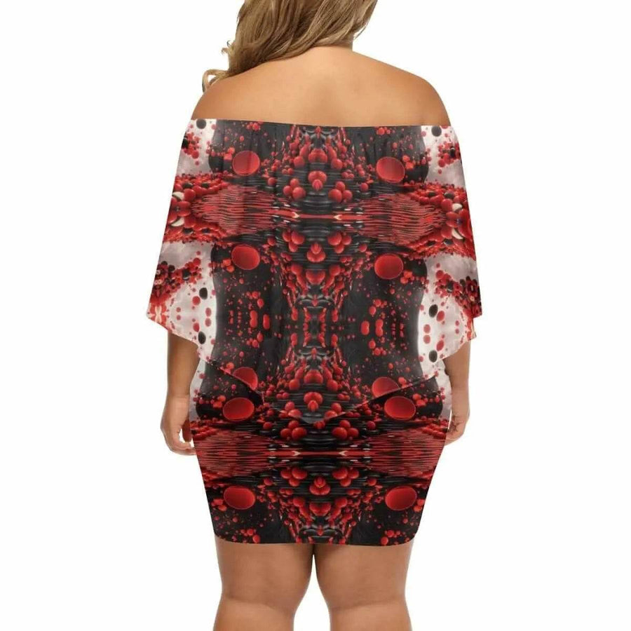 "Crimson Splatter" Off-the-Shoulder Dress| Iron Phoenix GHG - Iron Phoenix GHG