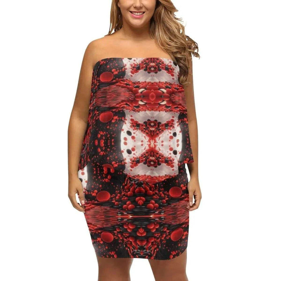 "Crimson Splatter" Off-the-Shoulder Dress| Iron Phoenix GHG - Iron Phoenix GHG