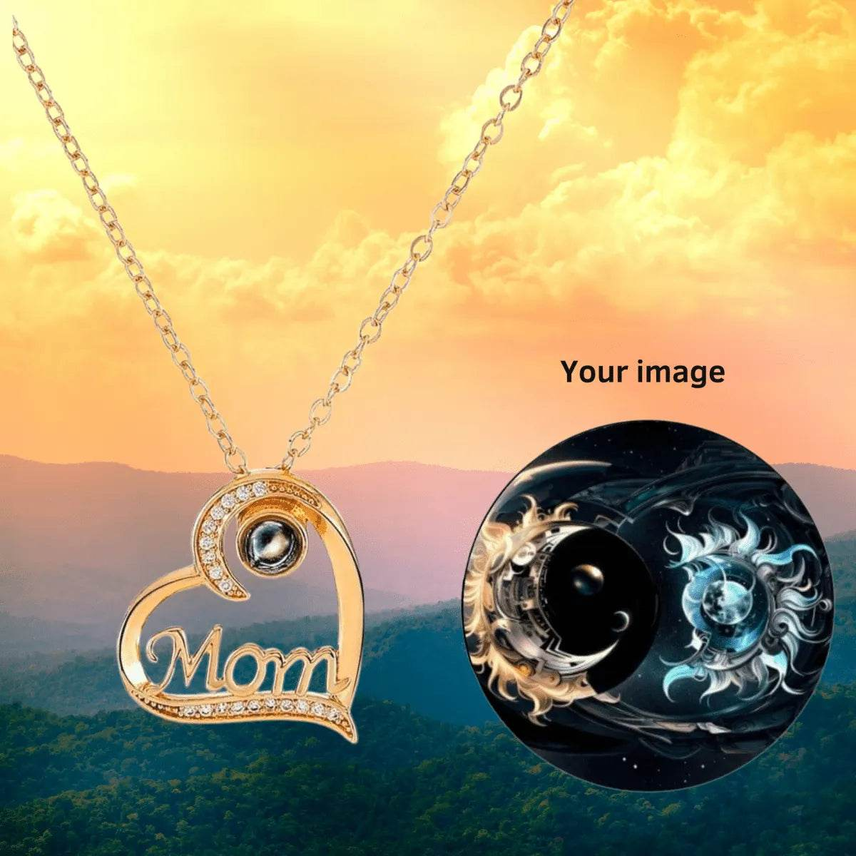 "Mom" Custom Photo Projection Necklace | Iron Phoenix GHG