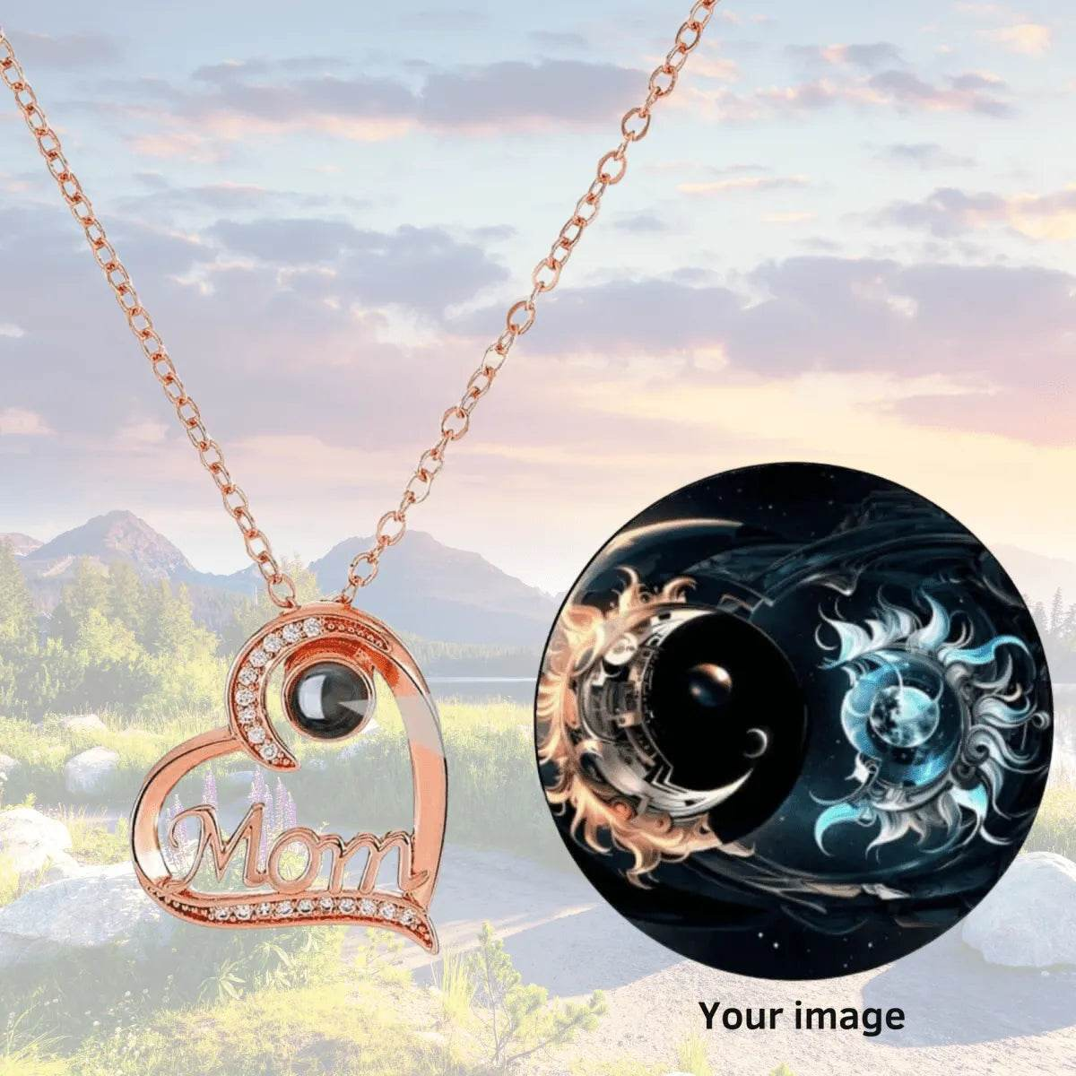 "Mom" Custom Photo Projection Necklace | Iron Phoenix GHG