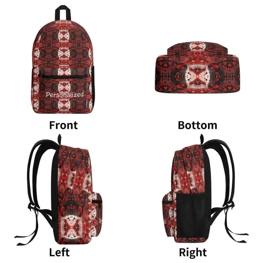 Personalized Red Backpack | Ornate Gamer School Bag - Iron Phoenix GHG