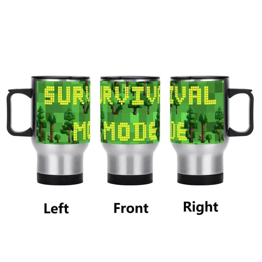 Survival Game Travel Mug | Pixel Block World Coffee Cup - Iron Phoenix GHG