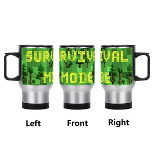 Survival Game Travel Mug | Pixel Block World Coffee Cup - Iron Phoenix GHG