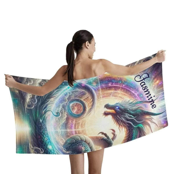 Dragon-Patterned Bath Towel - Soft High-Quality Cotton for a Unique Bathroom Decor - Iron Phoenix GHG