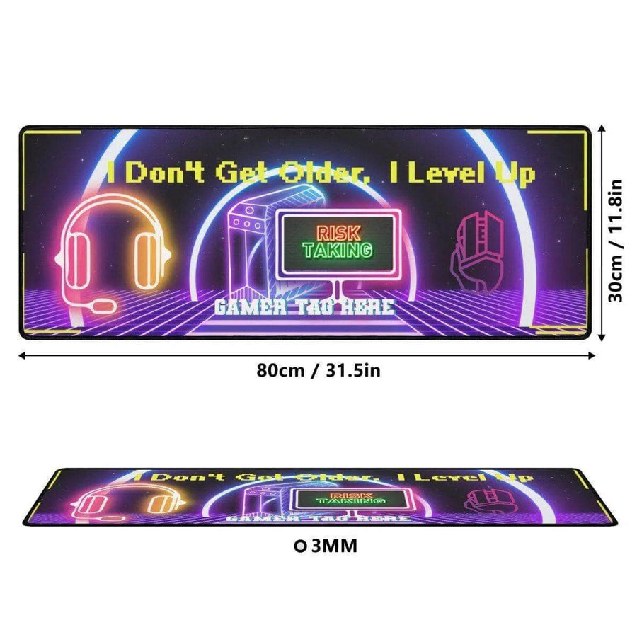 Level Up Gaming Desk Mat | Neon Gamer Slogan Mouse Pad - Iron Phoenix GHG