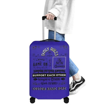 Custom Gamer Luggage Cover | Family Rules Travel Protector