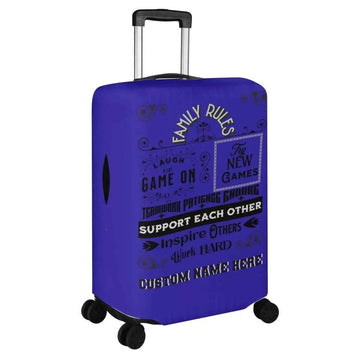 Custom Gamer Luggage Cover | Family Rules Travel Protector
